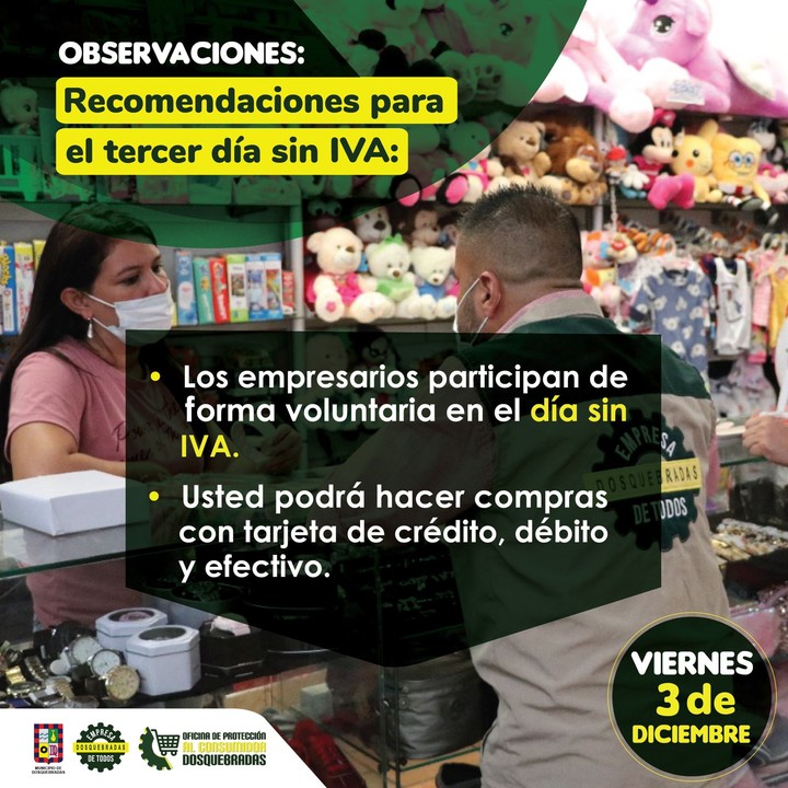 Banners con recomendaciones para el día sin IVA