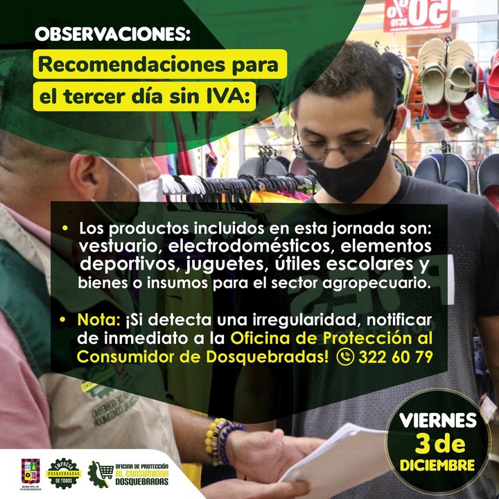 Banners con recomendaciones para el día sin IVA