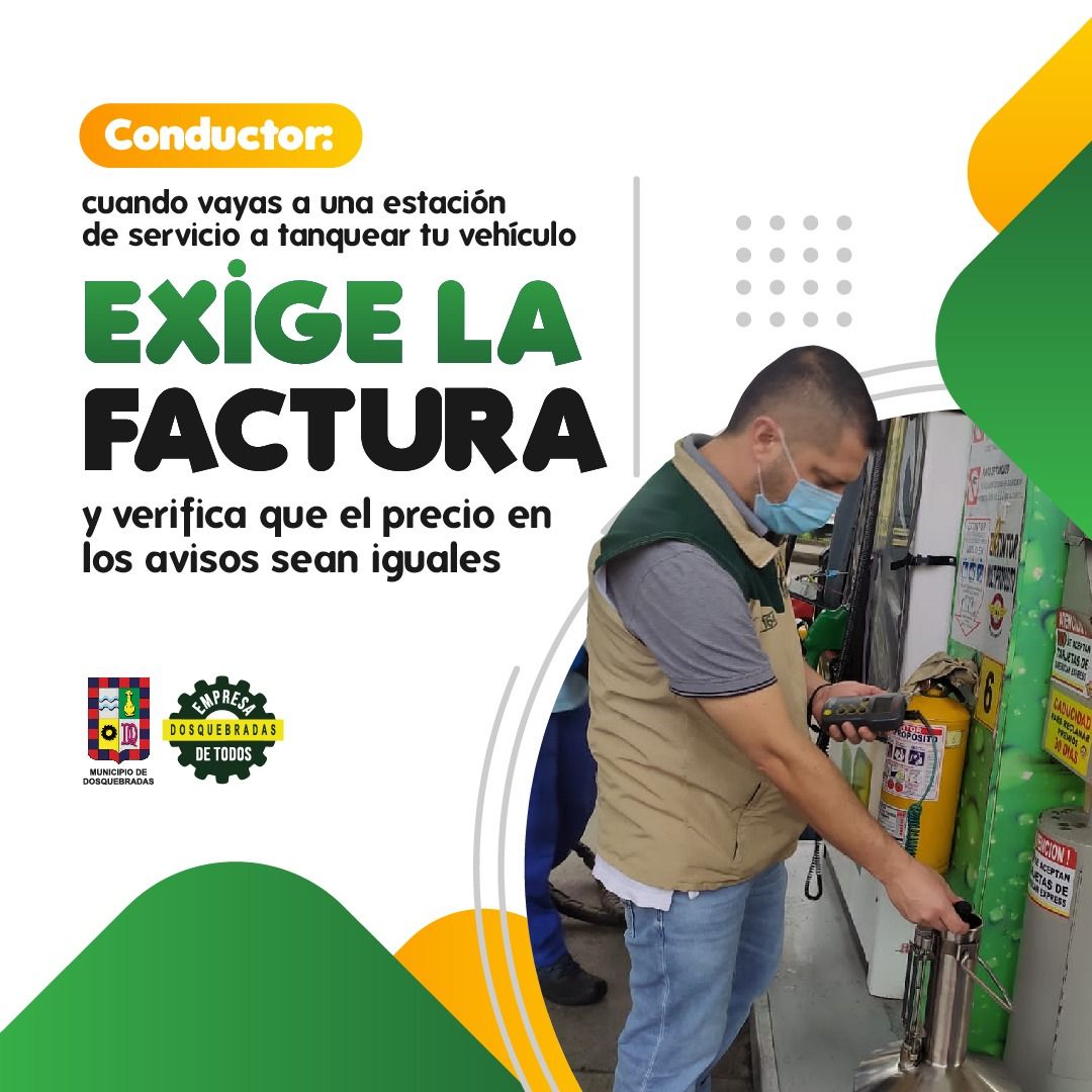 Banner informativo exija la factura cuanto tanques en una EDS.